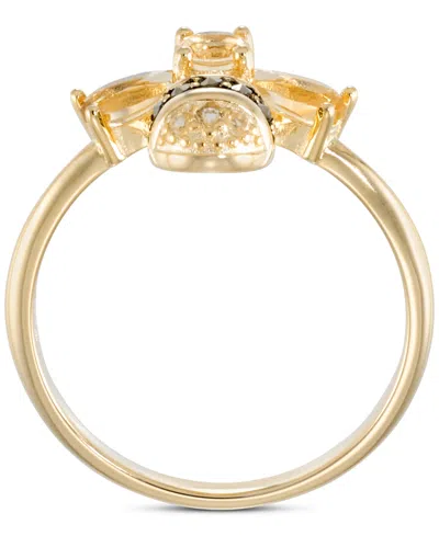 Macy's Citrine (1 Ct. T.w.) & Marcasite Bee Ring In 18k Gold-plated Sterling Silver