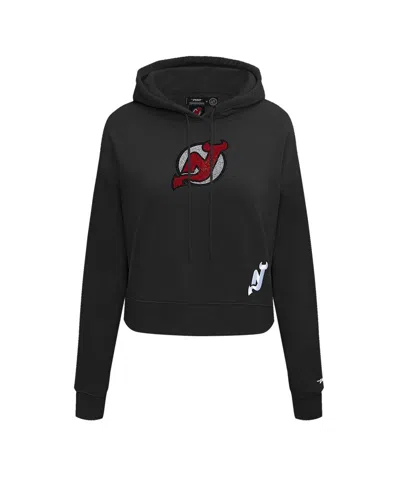 Pro Standard Black New Jersey Devils Jewels Cropped Pullover Hoodie