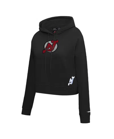 Pro Standard Black New Jersey Devils Jewels Cropped Pullover Hoodie