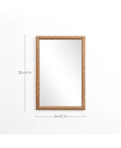 Luxenhome Beech Wood Frame Rectangle 35.4-inch Tall Wall Mirror, Accent And Vanity