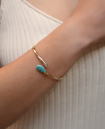 Ettika Reconstituted Turquoise Solstice Hinged Cuff Bracelet In Gold
