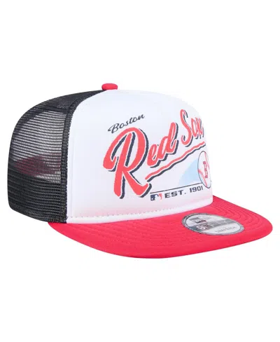 New Era Men's White/red Boston Red Sox Retro Script Trucker 9fifty Snapback Hat