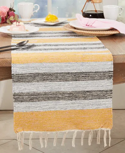 Saro Lifestyle Fringe Edge Striped Table Runner, 16" X 120"