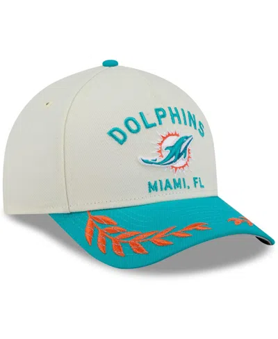 New Era Men's Cream/aqua Miami Dolphins 2025 Nfl Draft 9forty A-frame M-crown Adjustable Hat