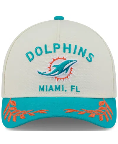 New Era Men's Cream/aqua Miami Dolphins 2025 Nfl Draft 9forty A-frame M-crown Adjustable Hat