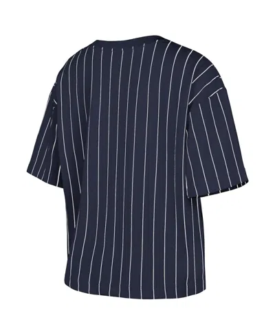 NEW ERA WOMEN'S NAVY HOUSTON ASTROS 2025 CITY CONNECT BOXY PINSTRIPE T-SHIRT 