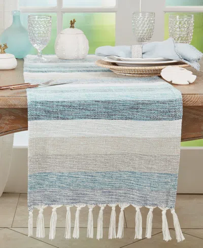 Saro Lifestyle Fringed Stripe Table Runner, 16" X 108"