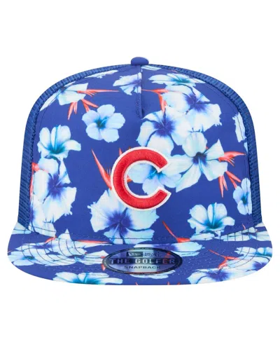 New Era Men's Royal Chicago Cubs Adventure Pattern Golfer Trucker Snapback Hat