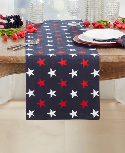 Saro Lifestyle Patriotic Americana Stars Table Runner, 14" X 72"