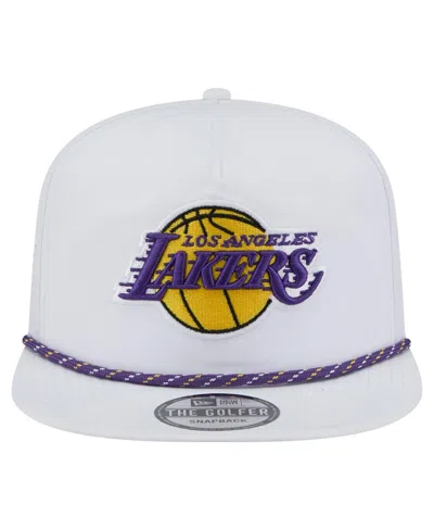 NEW ERA MEN'S WHITE LOS ANGELES LAKERS PERFORMANCE ROPE GOLFER ADJUSTABLE HAT 