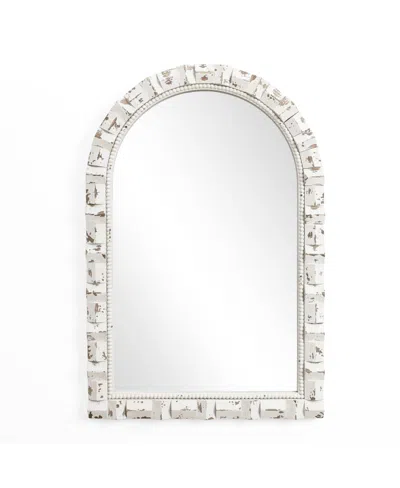 Luxenhome Distressed White Arch Rectangle 36-inch Tall Wall Mirror, Accent And Vanity