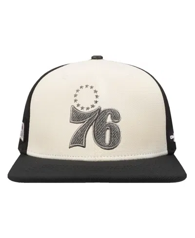 Pro Standard Men's Cream/black Philadelphia 76ers French Terry Snapback Hat