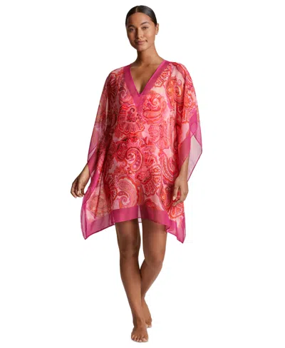 Ralph Lauren Women's Printed Border-trim Poncho Cover-up