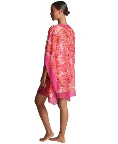 Ralph Lauren Women's Printed Border-trim Poncho Cover-up