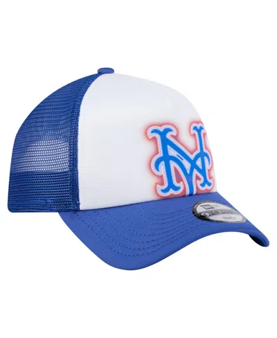 New Era Toddler White/royal New York Mets Painted A-frame 9forty Trucker Adjustable Hat
