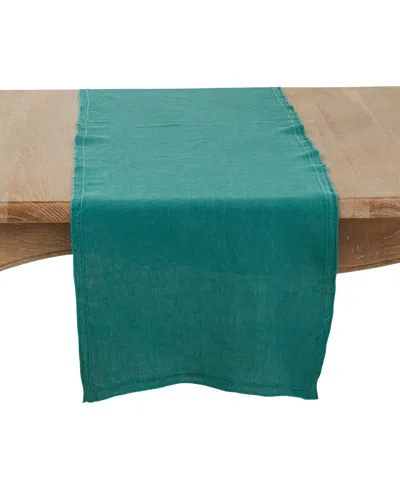 Saro Lifestyle Stonewashed Overlock Edge Table Runner, 16" X 72"