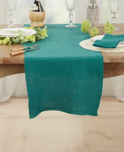 Saro Lifestyle Stonewashed Overlock Edge Table Runner, 16" X 72"