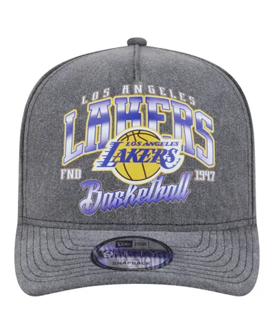 New Era Men's Charcoal Los Angeles Lakers Throwback Washed Pre-curved 9fifty Snapback Hat