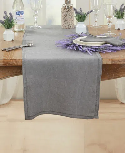 Saro Lifestyle Stonewashed Overlock Edge Table Runner, 16" X 72"