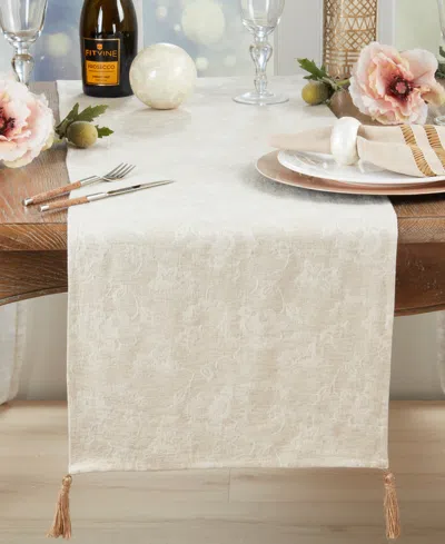 Saro Lifestyle Mixed Linen Jacquard Table Runner, 16" X 72"