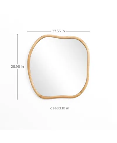 Luxenhome Natural Pine Wood Frame Square Irregular Wall Mirror, Accent And Vanity