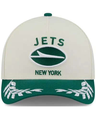 NEW ERA MEN'S CREAM/GREEN NEW YORK JETS 2025 NFL DRAFT 9FORTY A-FRAME M-CROWN ADJUSTABLE HAT 