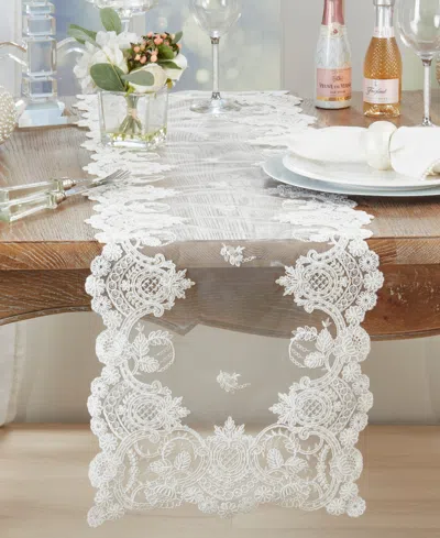 Saro Lifestyle Floral Net Lace Table Runner, 15" X 72"
