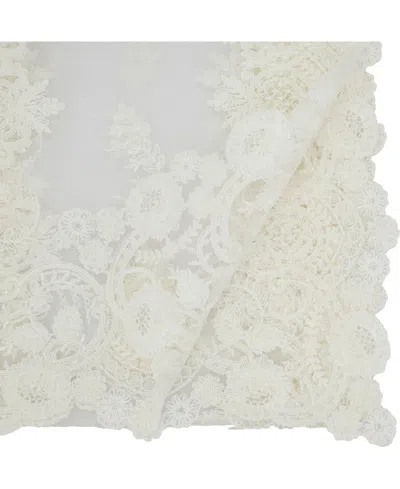 Saro Lifestyle Floral Net Lace Table Runner, 15" X 72"