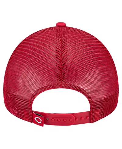New Era Men's White/red Cincinnati Reds Distressed 9forty A-frame Adjustable Trucker Hat