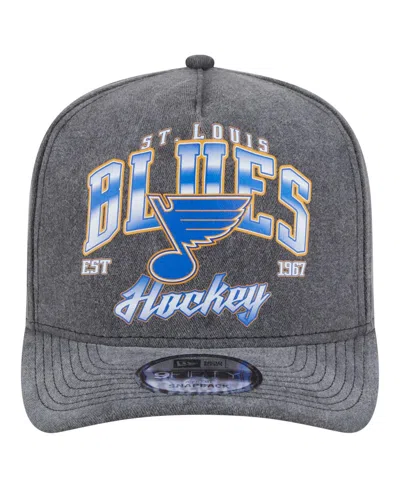 New Era Men's Charcoal St. Louis Blues Throwback Washed A-frame Pre-curved 9fifty Snapback Hat