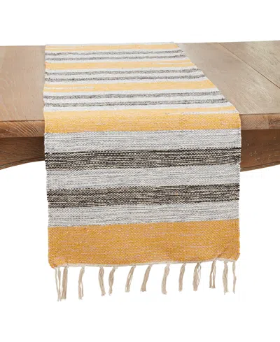 Saro Lifestyle Fringe Edge Striped Table Runner, 16" X 108"