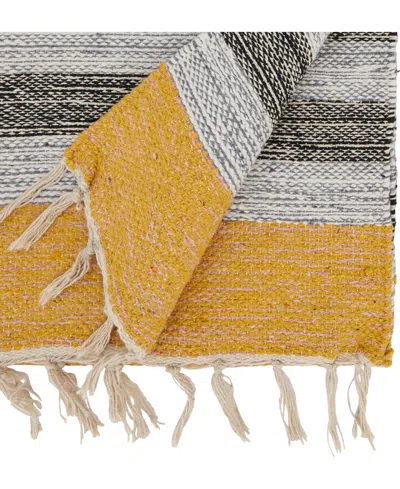Saro Lifestyle Fringe Edge Striped Table Runner, 16" X 108"