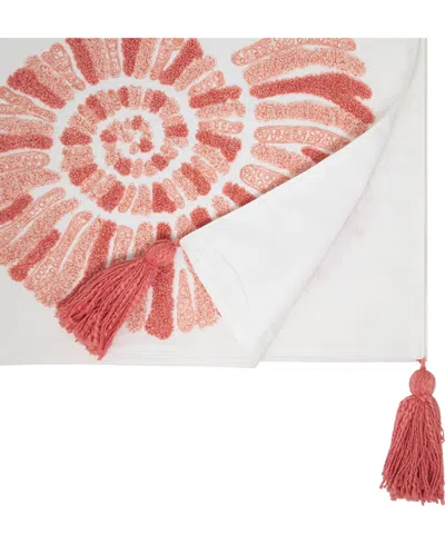 Saro Lifestyle Coastal Embroidered Seashell Table Runner, 16" X 72"