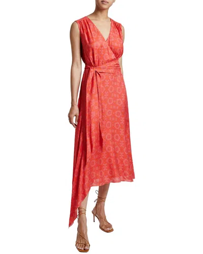 Santorelli Fara Geometric-print Faux-wrap Midi Dress