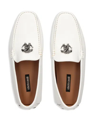 Roberto Cavalli Leather Loafers In White