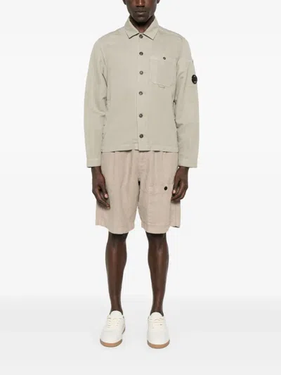 C.p. Company Boxy Cropped Long-sleeve Shirt With Classic Collar