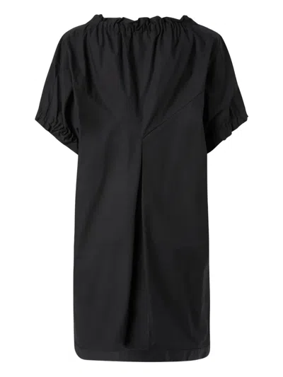 Pinko Poplin Mini Dress With Gathering And Eyelets