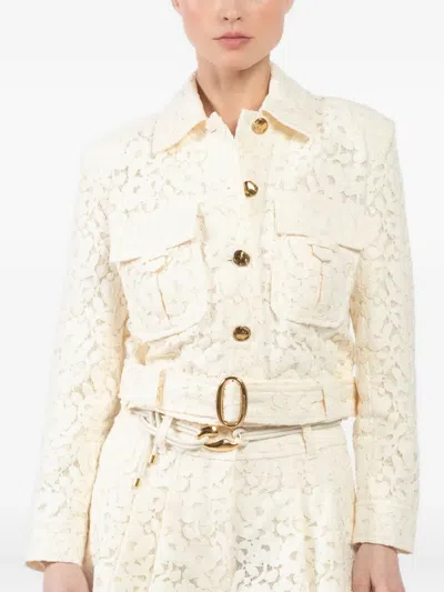 Zimmermann Illuminate Belted Cropped Cotton-blend Corded Lace Jacket