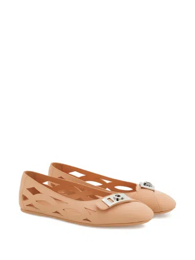 Ferragamo Leather Ballerina Shoes In Pink