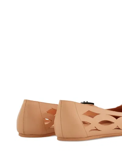Ferragamo Leather Ballerina Shoes In Pink