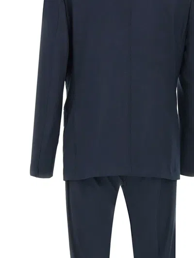 Eleventy Blue Double-breasted Suit With Peak Revers And Jewel Buttons In Wool Stretch Man