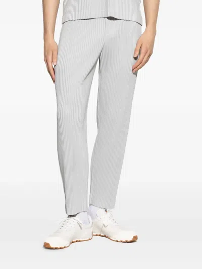 Issey Miyake Pleated Trousers With Elasticated Waistband And Ribbed Texture