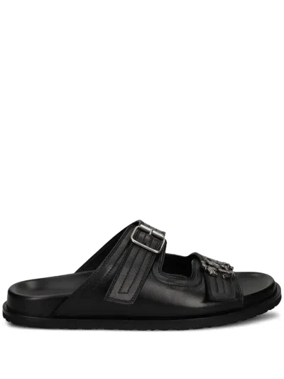 Roberto Cavalli Leather Sandals In Black