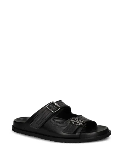 Roberto Cavalli Leather Sandals In Black