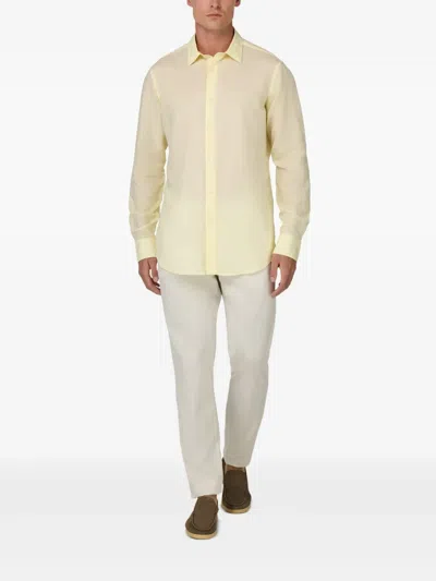 Boggi Milano Regular Fit Tencel Linen Shirt In Yellow