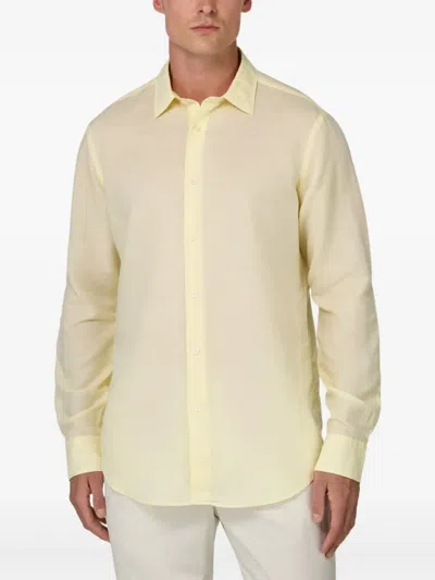 Boggi Milano Regular Fit Tencel Linen Shirt In Yellow