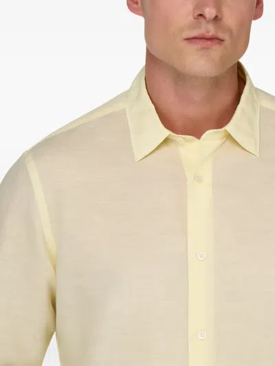 Boggi Milano Regular Fit Tencel Linen Shirt In Yellow