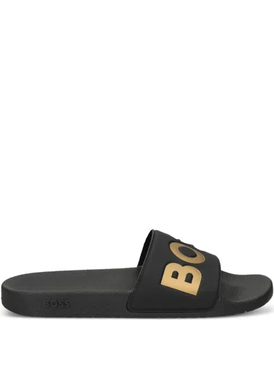 Hugo Boss Italian-made Slides With Large Logo Detail