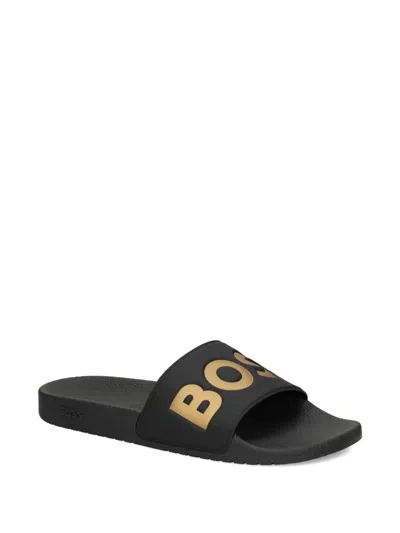 Hugo Boss Italian-made Slides With Large Logo Detail