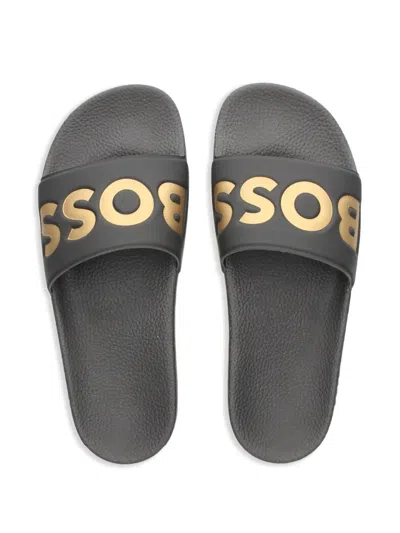 Hugo Boss Italian-made Slides With Large Logo Detail